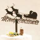 ケーキトッパー Merry Christmas サンタクロース ブラック 【 クリスマス 飾り 木製バナー 】