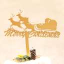 ケーキトッパー Merry Christmas サンタクロース パールゴールド 【 クリスマス 飾り 木製バナー 】